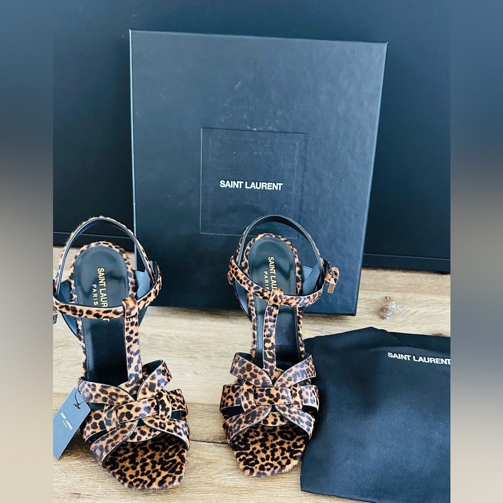 Saint Laurent Tribute Leopard Print Sandals